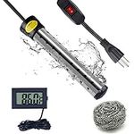 Immersion Water Heater Bucket Heater 1500W Portable Water Heater for Bathtub with Stainless Steel Guard and Digital LCD Thermometer Suitable for bathtubs(Not Suitable for Swimming Pool)