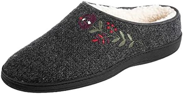 Acorn Women's Flora Hoodback Slippers with Soft Cozy Berber Lining and Indoor/Outdoor Rubber Sole, Charcoal, 8-9