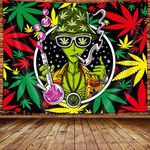 FENDROM Funny Trippy Cool Alien Tapestry Wall Hanging,Weed Tie Dye Aesthetic Hippie Wall Art For Living Room Bedroom Dorm