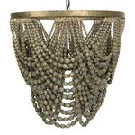 Creative Co-Op 2-Tier Draped Wood Bead Chandelier, 26" H, Distressed Black