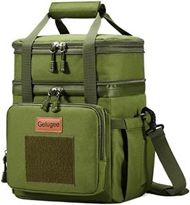 Gelugee Green Tactical Lunch Box for Men, Insulated Waterproof Reusable Lunch Bag Lunchbox, Durable Military Cooler Bag with Adjustable Shoulder Strap, Lunch Tote for Adults to Work Picnic