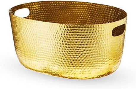 Twine Gold Hammered Tub - Large Drink Beverage Tub Chiller, Wine, Beer & Drink Bucket for Parties in 4 Gallon Capacity, Gold