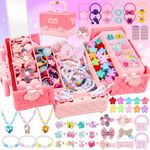 Jewelry Toys for Girls, 172Pcs Jewel Rings, Necklaces, Bracelets, Hair Ties, Hair Clips, Princess Dress Up Toys Pretend Play Jewelry Set, Gift Toys for Age 3 4 5 6 7 8 10+ Girls Kids Toddlers