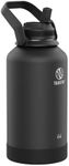 Takeya Actives Insulated Stainless Steel Water Bottle with Straw Lid, 64 Ounce, Onyx