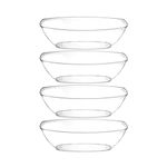 PLASTICPRO Disposable Oval Serving Bowls, Party Snack or Salad Bowl, 72-Ounce, Plastic Crystal Clear Pack of 4