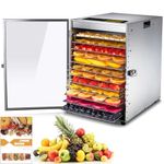 Iproods Food Dehydrator Machine 12 Trays Stainless Steel, Commercial Food Dryer for Fruit, Vegetables, Meat, with 24H Adjustable Timer and 68-194 ℉ Digital Temperature Control, 800W