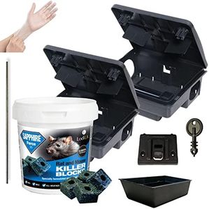 Rat Bait Stations with Rat & Mouse Poison Bait Blocks 300g Kit