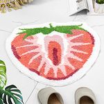 ZSCYD-yingda1992 Strawberry Fruit Shaped Rug Fruits Bath Mat Rug Non-Slip Bathroom Door Mat for Bedroom Bathroom Kitchen Cartoon Area Rug for Kid’s Room Soft Bathmat Home Decor,Pink+white