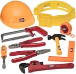 PREXTEX Little Handyman Kids' Toy Tool Belt Set | Kid Construction Toys | Great for Toddler, Boy and Kids Ages 1-3, Includes Hard Hat, Saw, Plier, Screwdriver, Ruler, Hammer, and Tape Measure
