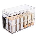 MeRaYo 18 Compartments Acrylic Cosmetic Makeup Lipstick Organizer Display Stand with Dust Proof Lid Holder Storage Box for Dressing Table & Travelling