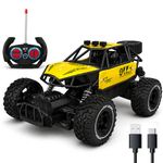 Zivvy Yellow RC Car Rock Crawler Remote Control Car with LED Headlight, Rechargeable Battery High Speed Off Road RC Car, Monster Truck Toy Car for Kids & Boys 7-14 Years | Remote Control Car Toy Gift