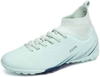 Biayvisas Soccer Cleats for Mens Womens Turf Soccer Shoes Indoor Footall Cleats High Ankle TF AG FG Football Boots Wide Training Sneaker (USW_2501 Yue TF_43)