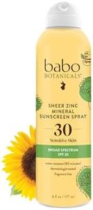 Babo Botanicals Sheer Zinc Continuous Sunscreen Spray SPF30 - Natural Zinc Oxide - Extra Sensitive Skin - Water Resistant - Vegan - Fragrance-Free - Air-Powered Spray - For all ages