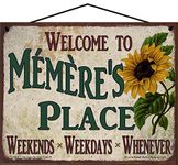 8x10 Welcome to Memere's Place Sign with Sunflower Weekends, Weekdays, Whenever Colorful Vintage Style Family Wall Decor for a Grandmother's Home, Gift for Mother's Day