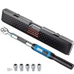 IIGEN Digital Torque Wrench Kit 1/2in Drive W/LED & Buzzer Indicator Dual-Direction Ratchet Head Bicycle Moto Repair Hand Tool Easy to Use for Beginners and Pros (Size : 7.4-147.5 ft-lbs)