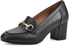 WHITE MOUNTAIN Women's Shoes Freehold Block Heel Loafer, Black/Smooth, 8.5