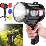 Utry Super Bright Led Rechargeable Torch, 100000 Lumens Super Bright Spotlight, Long Range Searchlight, Solar Powered Rechargeable Torch, Suitable for Outdoor Emergency, Camping, Fishing, Hunting