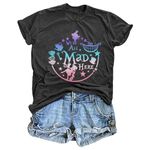 QAUN Womens Wonderland Shirt We're All Mad Here Tshirt Cute Graphic Tee Vacation Shirt