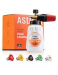 AstroAI Foam Cannon, Heavy Duty Car Blaster Wide Neck Adjustable Snow Foam Lance and Thick Foam for Pressure Washer with 1/4" Quick Connector（1L Bottle with 5 Nozzles）