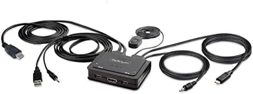 StarTech.com 2-Port Hybrid USB-C HDMI Kabel KVM-Switch, 4K 60Hz, Mini KVM mit 1,8 m USB-A/HDMI/Audio & 1,2 m USB-C int. Kabeln, Busbetrieben, Hotkey KVM Umschalter (C2-H46-UAC-CBL-KVM)