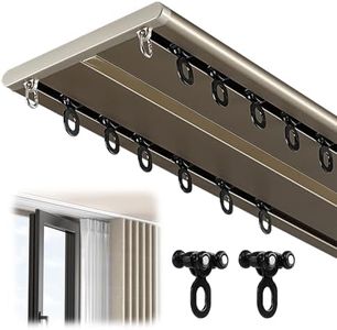 Double Row Curtain Track Silent Heavy Duty Drop Ceiling Curtain Track, Aluminum Alloy Ceiling Drape Track Set, for Living Room Bedroom Hospital Easy Install, Champagne,7m(23ft)