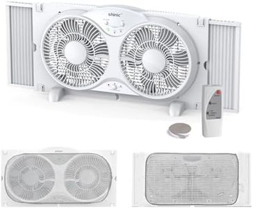 shinic 9" Quiet Window Fan with Remote Control - 2026 Upgraded, 3-Speed Reversible Airflow, Includes Removable Bug Screen, Dust Cover & Foam Sealing Tape, Expandable Panels 24"-37", ETL Listed