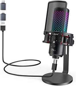 ZealSound Gaming USB Microphone for iPhone Phone PC,Metal Microphones with Quick Mute,RGB Indicator,Pop Filter,Shock Mount,Gain Control for Podcast