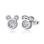 Shysnow Lovely White Tiny Mouse Stud Earrings 925 Sterling Silver for Women Girls