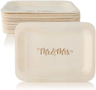 Mr. and Mrs. StatementWare Disposable Plates—100% Natural Wedding Plates, Eco-Friendly Alternative to Paper Plates and Plastic Plates (7.5" x 5.5", 50-Pack)