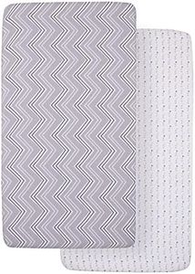 Little Love by NoJo Grey and White Chevron 2 Piece Fitted Crib Sheet Set -1 Chevron Print, 1 Triangle Stripe Print