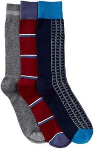 Casual Nights Men's Colored 3 Pack Assorted Crew Socks - Navy Assorted