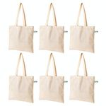 VantageKart Natural Cotton Plain Tote Shopping Bags with Extra Strong 13" Handle | Hold 35 lbs | Heavy Duty, Washable, Eco Friendly Biodegradable Canvas Multipurpose Grocery Bag - Set of 6