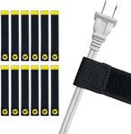 Selfie Straps by Wrap-It Storage - 6-inch (12-Pack) Black - Elastic Hook and Loop Cord Organizer Wraps for Phone Charger, Computer, Electrical Charging Cord and Cable Storage and Organization