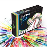 60 Gel Pen Set, Colors - Metallic, Glitter, Neon, Pastel, Basic, Office Stationery Back to School Art Supplies, Coloring Pens Children Toys, Adult Coloring Book Pens Packs Drawing, Sketching, Gel Pens