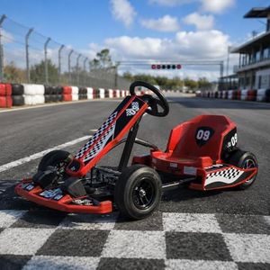36V Electric Go Kart for Kids Ages 8-12, 350W Drift Kart with 16MPH Max Speed, Adjustable Length Ride On Go Kart, 3 Speed Modes, Steel Frame Racing Kart, Battery Powered Outdoor Driving Toy (Red)