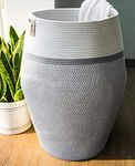 Goodpick Large Laundry Hamper - Tall Laundry Basket Cotton Rope Basket Woven Storage Baskets Dirty Clothes Hamper Blanket Basket for Living Room Decorative Pillow Basket, Grey 25.6" Height