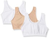 Fruit of the Loom Women's T-Shirt Sports Bra (Pack of 3), White/Sand/White - 3 Pack, UK 18