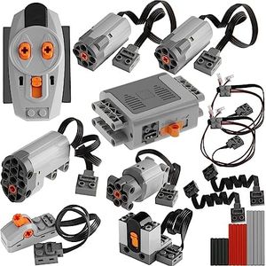 TEESE 27pcs Technic-Motor Set with Motor-Remote Control-Receiver, Battery-Box-Switch-Light-Cable, Compatible with Technic-Parts