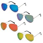 Got Shades Aviator Sunglasses for Men & Women - 100% UV Protection Classic Pilot Aviator for Mens - Sunglasses Pack of 4, Shiny Gold | Color Mirrors, Large