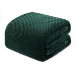 Exclusivo Mezcla Fleece Bed Blanket Queen Size, Super Soft and Warm Blankets for Couch, Sofa and Bed Waffle Textured, Cozy, Fuzzy and Lightweight, Forest Green, 230x230 CM