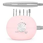 MELODYSUSIE SC180J Nail Drill Machine 25000RPM Professional Low Noise Electric Nail Files Manicure and Pedicure Set with Crystal Glass Nail File and 56 Sanding Bands (Standard, Pink-25000RPM)