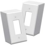 BESTTEN 10 Pack 1-Gang Oversize Decorator Wall Plate, Jumbo Decor Receptacle Outlet Cover, Unbreakable Polycarbonate Oversized Light Switch Cover, cETL Listed Single Large Faceplate, White