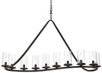 Franklin Iron Works Black Linear Pendant Light - 10 Light, Clear Glass Shade, Heritage Bronze Modern Farmhouse Pendant Light for Kitchen Islands, Dining Rooms, and Living Rooms - 44" Wide, 23" High