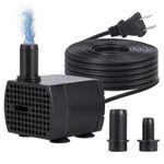 Quauli 90GPH Mini Submersible Pump, Small Fountain Pump (5W 350L/H), Ultra Quiet Aquarium Water Pump for Fish Tank, Tabletop Fountain, Pet Fountain, Indoor or Outdoor Pond Fountain Pump (5W)