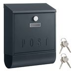 Songmics Letterbox, wall letterbox, lock with copper lock cylinder and rotating cover, newspaper compartment, post viewing window, name plate holder, lockable, anthracite GMB021G01