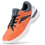 FitVille Men's Tennis Shoes Wide Width All Court Shoes Gym Athletic Sneakers for Pickleball Badminton with Arch Support for Plantar Fasciitis (8 Wide, Orange)