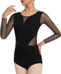 DANSHOW Women Short Sleeve Ballet Leotards for Adult Dance, Z-black, Medium