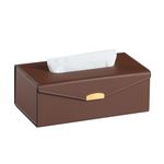 MEIBOOCH Foldable Tissue Box Cover Rectangular Leather Tissue Box Holder with Magnetic Closure (3.6 inches high, Brown)