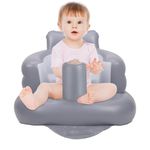 Inflatable Baby Chair, AirSwim Baby Inflatable Seat for Babies 3 Months and Up Summer Inflatable Baby Seat for Sitting Up, Blow Up Baby Floor Seat with Built in Air Pump, Grey