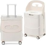 20-Inch Hardside Ride-On Suitcase for Kids & Adults – TSA-Approved Carry-On Luggage with 360° Spinner Wheels, Safety Belt & Built-In Seat. Lightweight & Durable for Airplane Travel